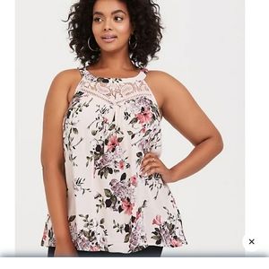 Torrid light pink floral goddess tank